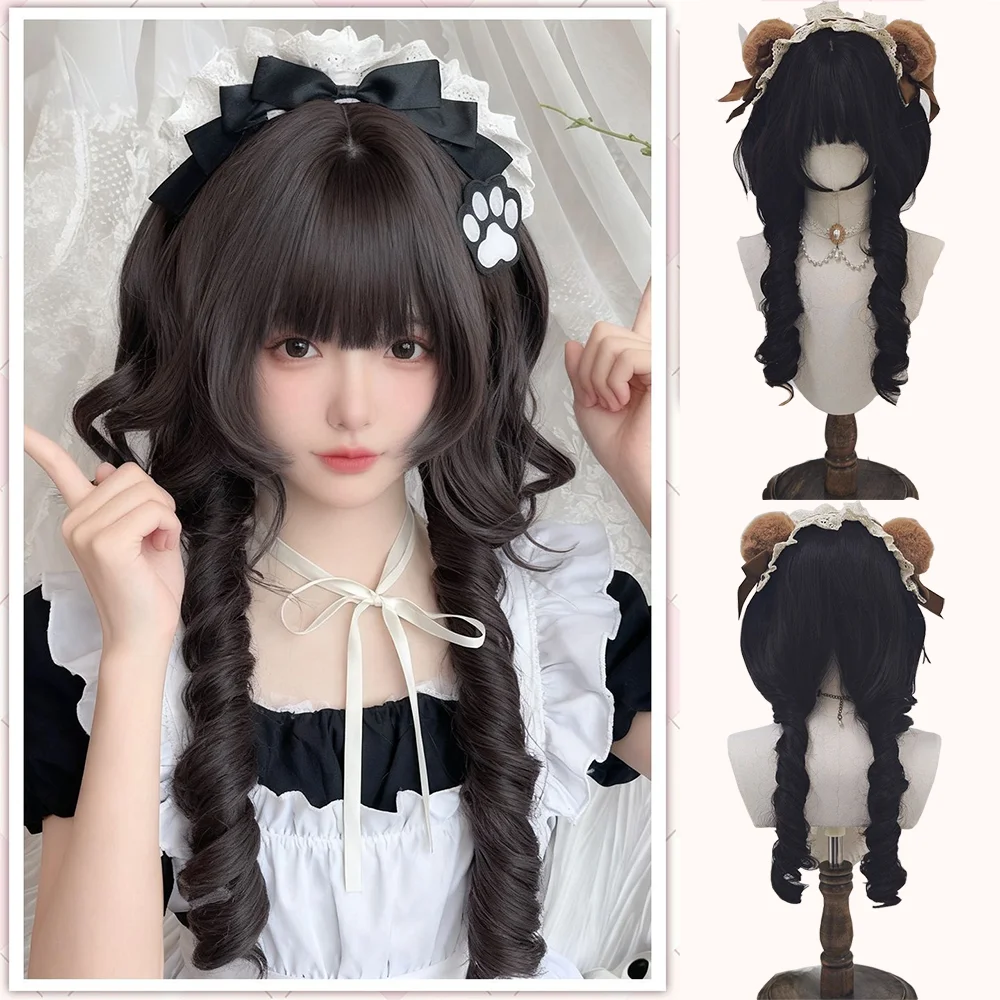 شعر صناعي مجعد روماني مقاس 22 بوصة، مناسب للنساء، شعر مستعار لوليتا للعب الأدوار اليومي، حرير بروتين عالي الجودة #1