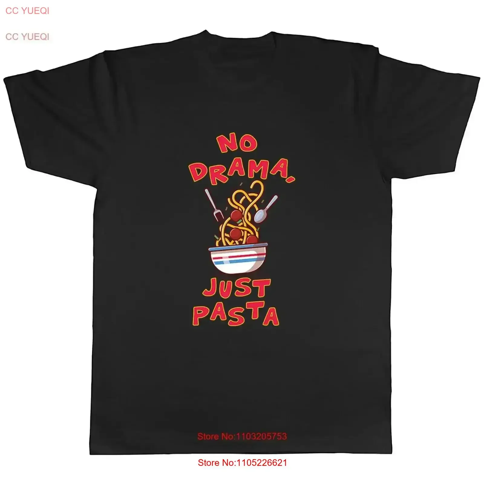 No Drama Just Pasta camiseta para hombre espagueti bolonesa Marinara vintage lavado homme versátil transpirable moda vintage Unisex
