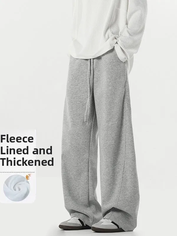 

Мужские зимние свободные прямые брюки на подкладке American Sle, повседневные спортивные широкие брюки, удобные дышащие брюки