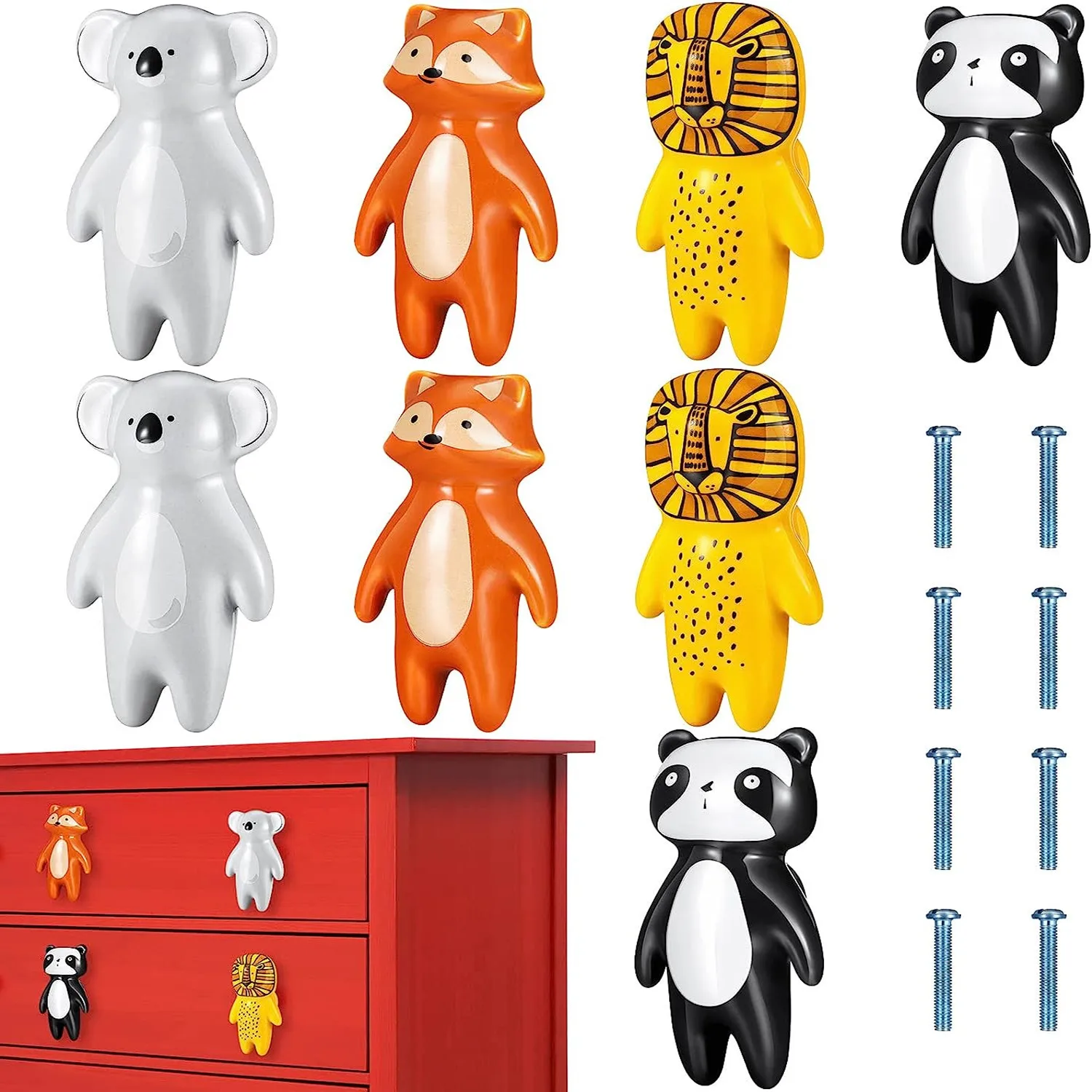 Cute Animal Knobs Kids Handles Ceramic Child Drawer Pulls Cabinet Lovely Cupboard Knobs for Room Bedroom Kitchen Door Dressers