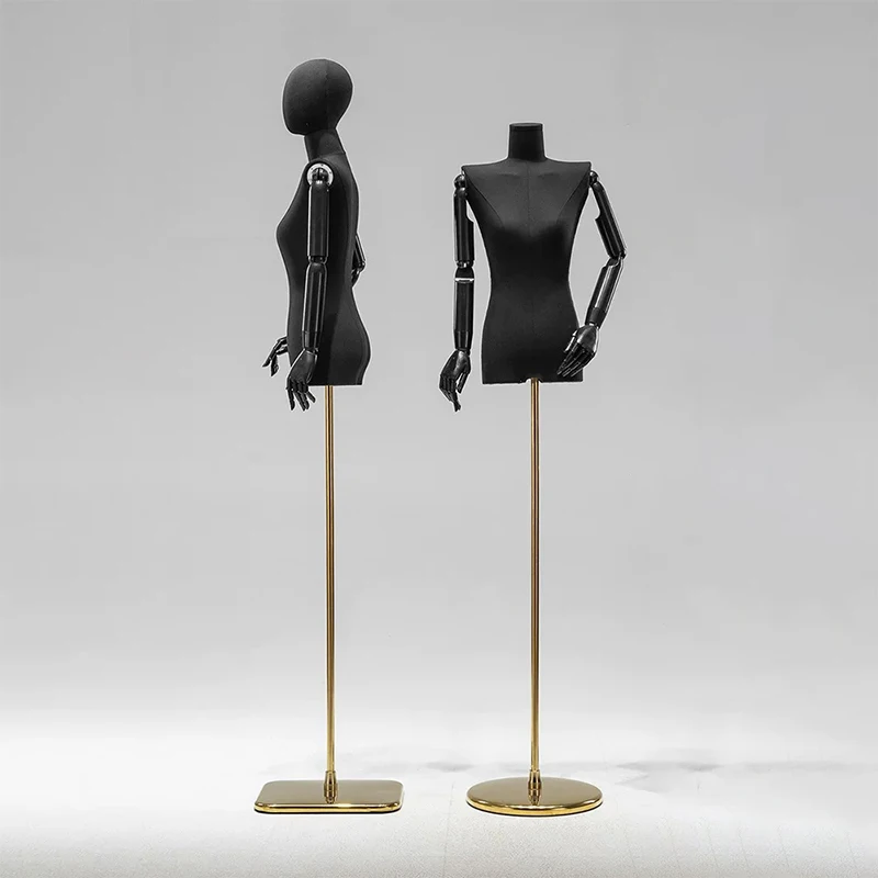 black Sackcloth Straight shoulder women clothes mannequin Lady Small Chest Model upper-body Adjustable Height