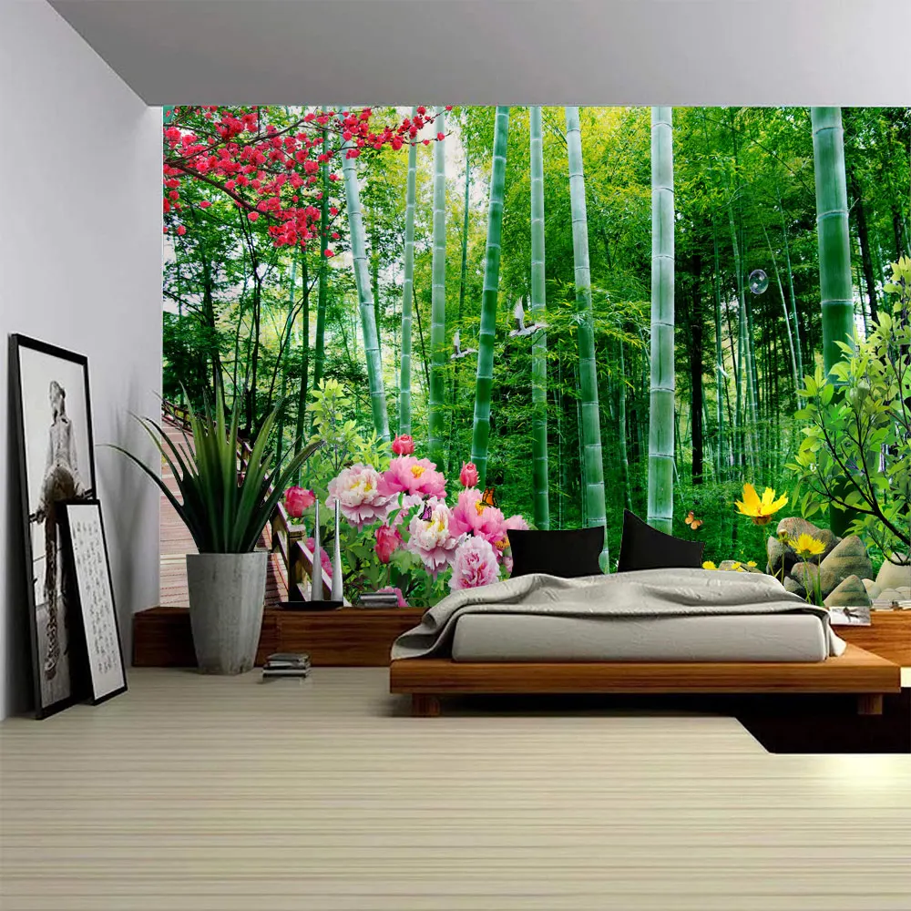 

Bamboo tapestry natural landscape 3d printing wall hanging home decoration aesthetics room art wall decoration blanket
