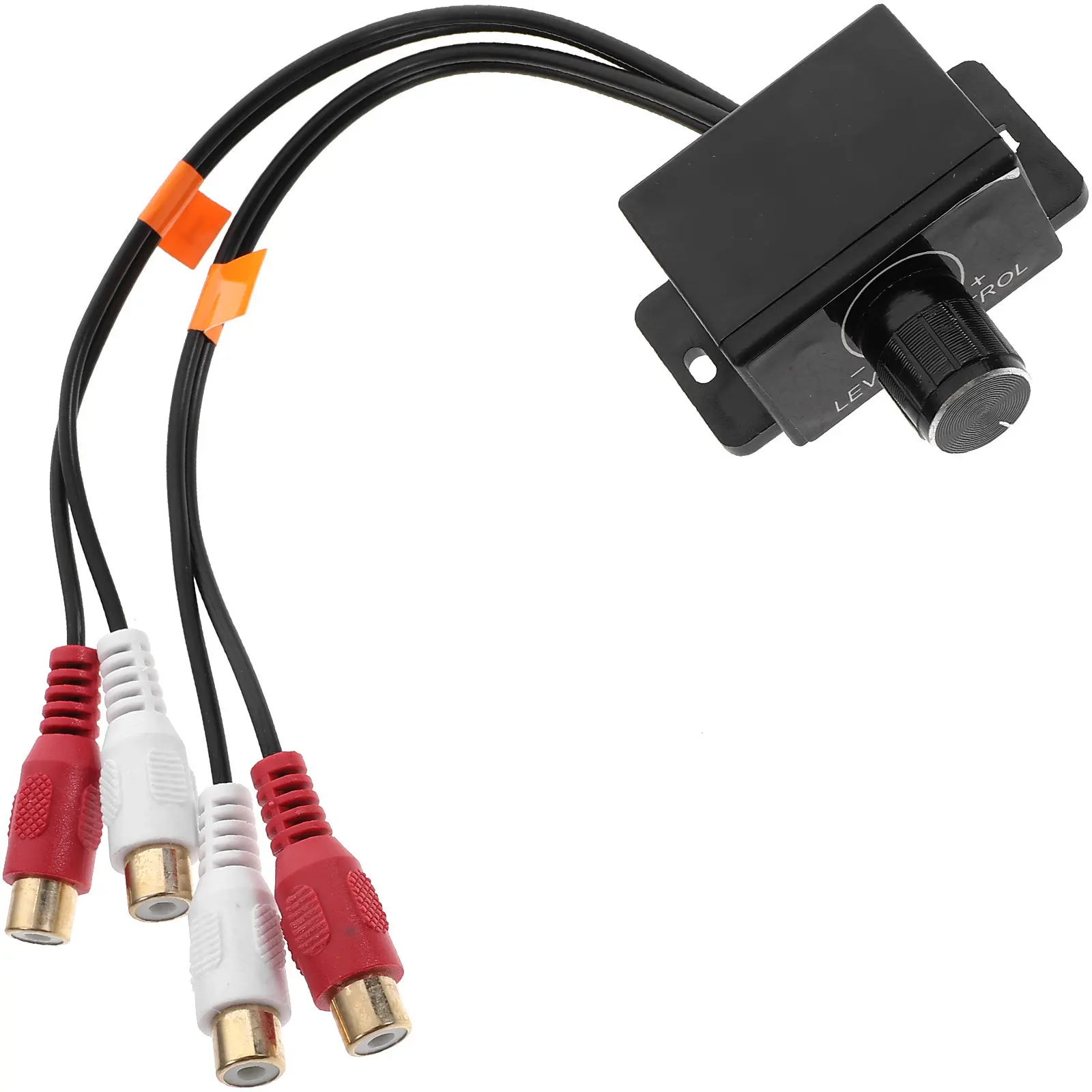 Universal Rca Bass Knob Amplifier Level Controller with 2 Rca Inputs Outputs Adjustable Volume Control for Car Motorcycle Audio