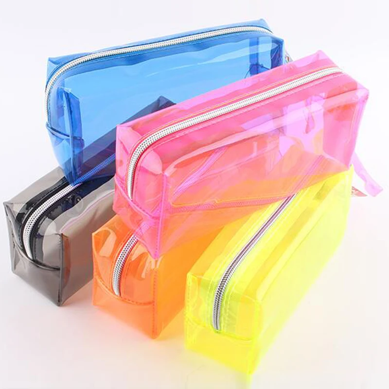 New transparent Plastic Pen Case Pencil Bag Holder Storage Pouch Cosmetic Makeup Bag Pouch Stationery Pencil Case