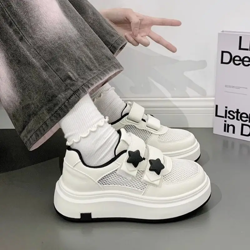 white-sneakers-for-women-mesh-breathable-thin-slip-on-strap-platform-skate-shoes-summer-new-casual-sports-shoes-thick-sole