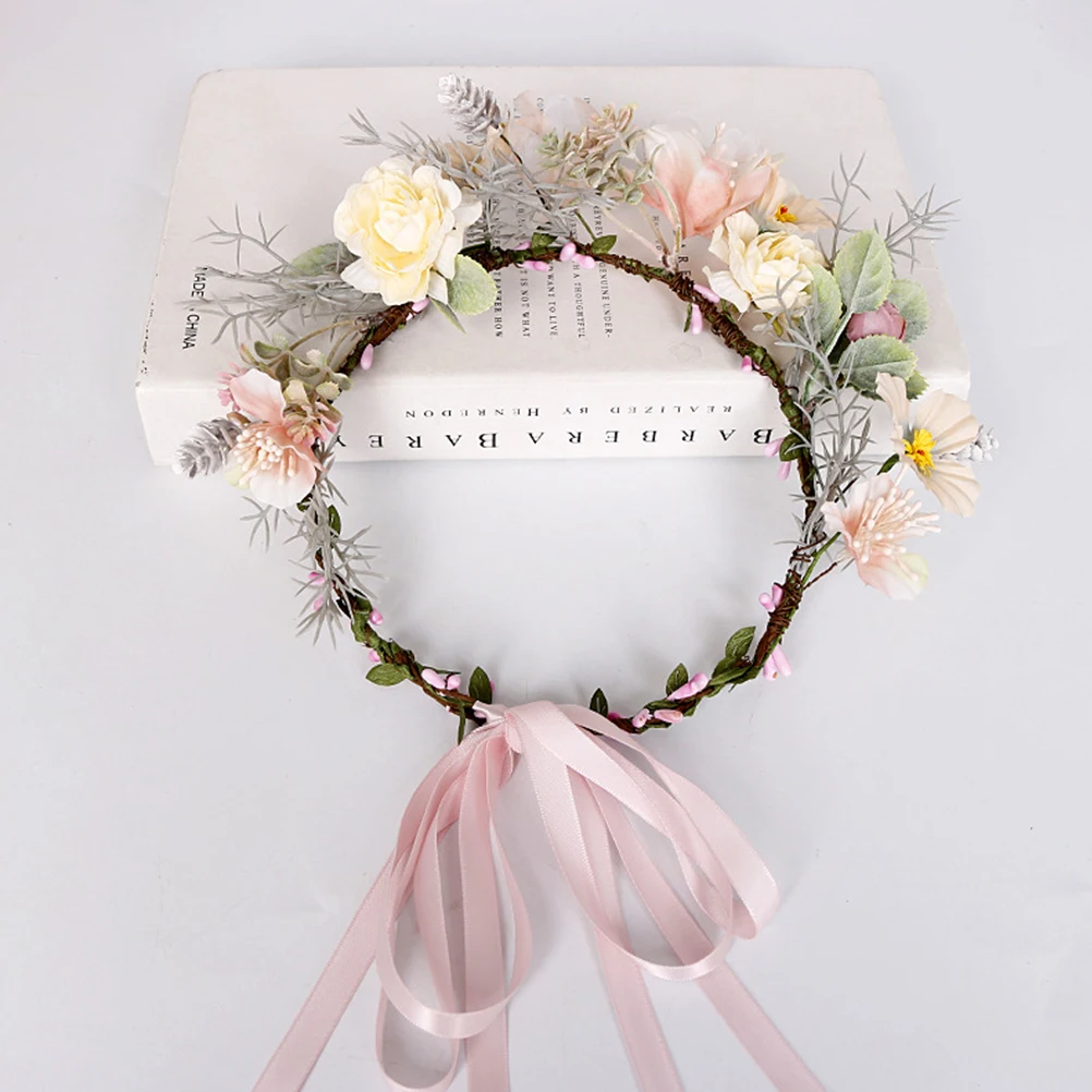 

Floral Headb Hair Floral Headdress Flower Headb s Ribbon Style Bridal Fairy Party Decoration