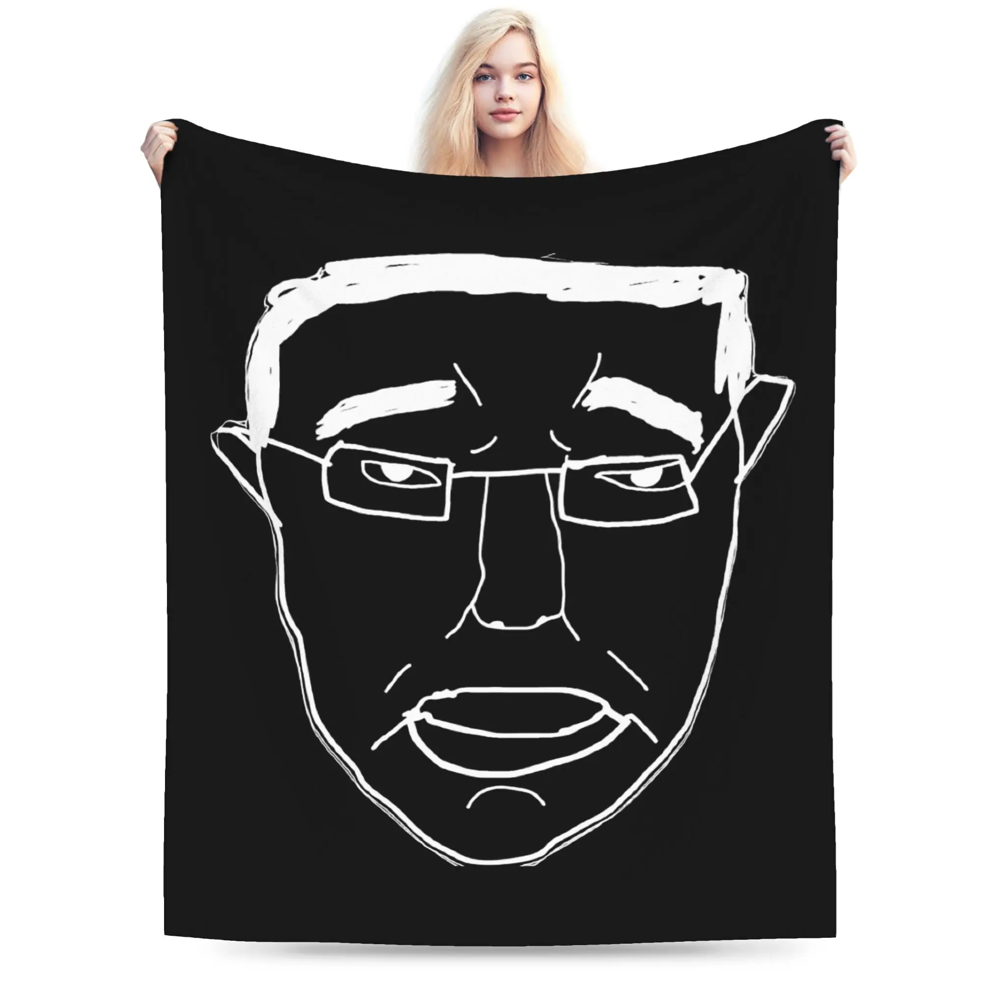Chudjak Chud Face Meme Knitted Blanket   Plush Throw Blanket Summer Air Conditioning Decoration Soft Warm Bedsprea