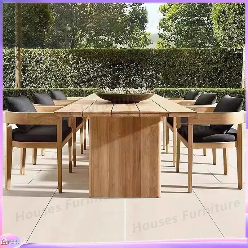 6 Seater Outdoor Dining Table and Chair Set Weather Resistant Garden Furniture Durable Patio Deck Lawn Stretchable Table