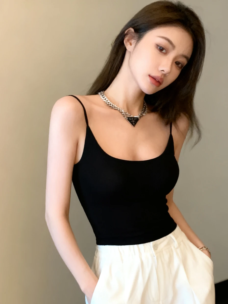 Yoga Integrated Strap Vest Women's Inner Wear with Chest Pad Sexy Back Design Base Layer Hot Girl Top Polyester Fiber High El...