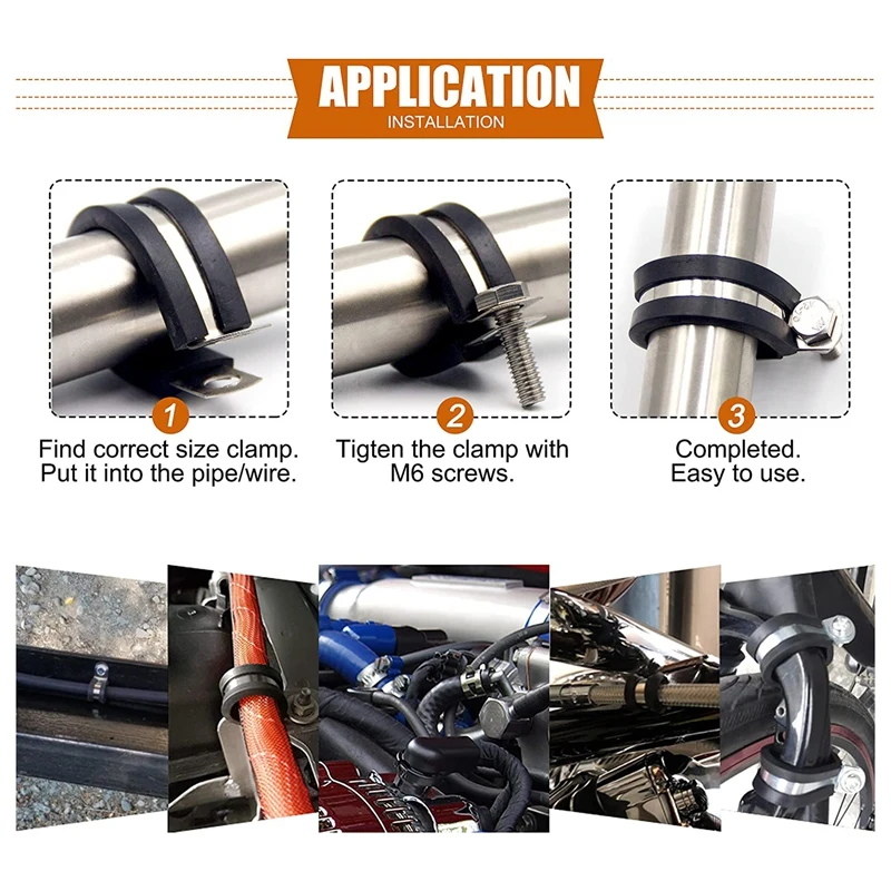 Kit assortimento di fascette per cavi Morsetto per cavi isolato imbottito rivestito in gomma in acciaio inossidabile Morsetto per tubi per cavi automobilistici