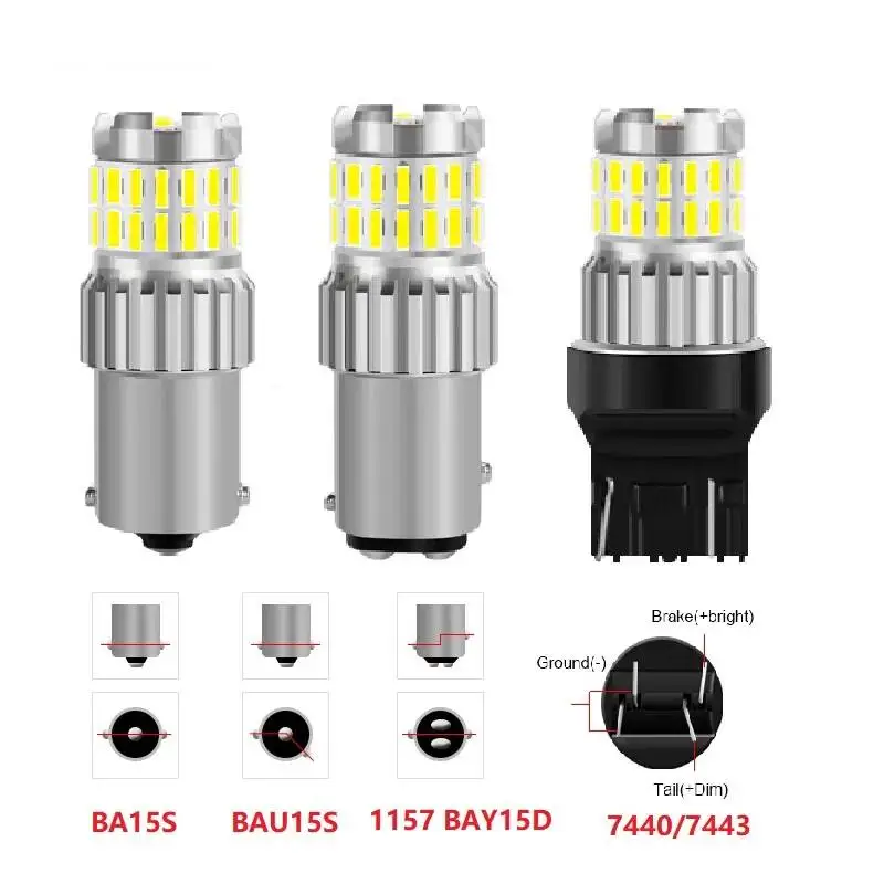 

1X 1200LM Canbus P21W 1156 BA15S Bulb BAU15S BAY15D 1157 Bulbs T20 7440 7443 LED DRL Car White Red Brake Lights