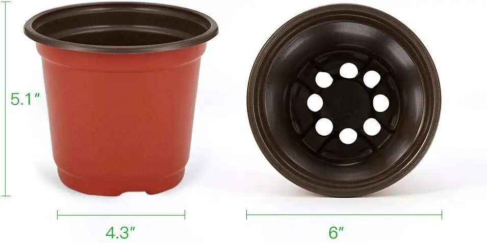 100-Pack 6 Inch Plastic Nursery Pots Come with 100 Pcs Labels, Seedling Flower Plant Container and Seed Starting Pots