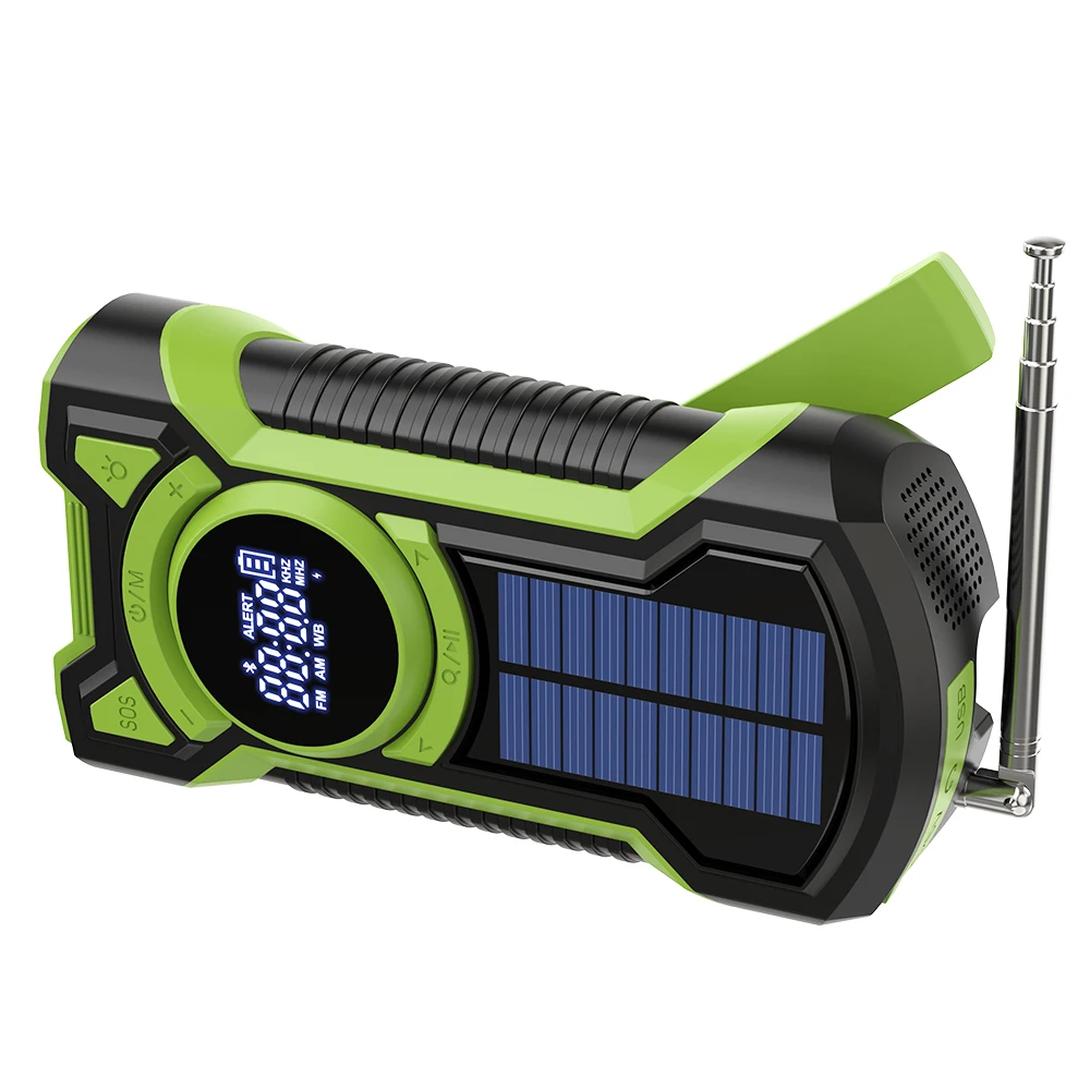 Noodhandcrank-zonneradio met zaklamp/SOS-alarm/telefoonlader, draagbare FM/MW/SW-ontvanger voor buitengebruik EM03/DE13