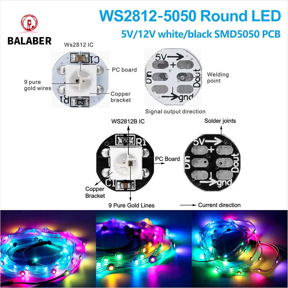 5050 SMD RGB LED 5V WS2812B LED Chip with Heatsink Board WS2811 IC Individually Addressable Black White PCB 10Pcs 100Pcs 1000Pcs