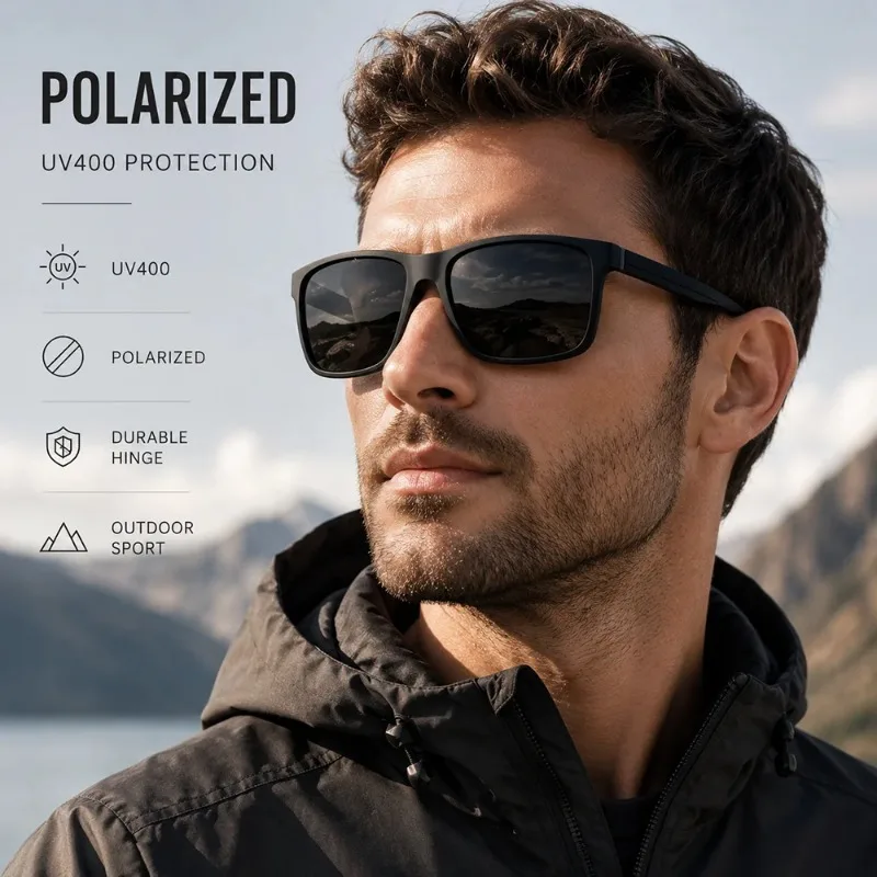 New Matte Polarized Sunglasses Men Women UV400 Square Driving Sun Glasses Outdoor Sport Fishing Travel Eyewear Durable Hinge