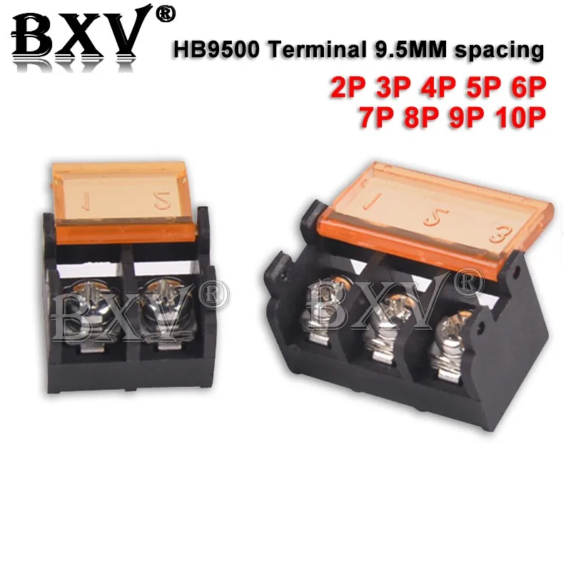 2PCS HB9500 2P 3P 4P 5P 6P 7P 8P 9P 10Pin PCB Screw Terminal Block Connector HB-9500 300V 30A Lid Barrier Terminal 9.5MM Pitch