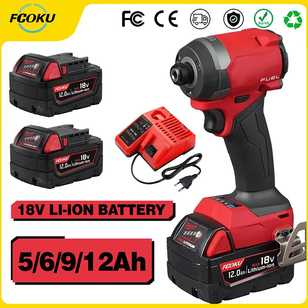 

18V 9.0Ah 12.0Ah Rechargeable Lithium Battery Pack For Milwaukee M18 Power Tool Replacement Battery Built-in BMS 48-11-1860