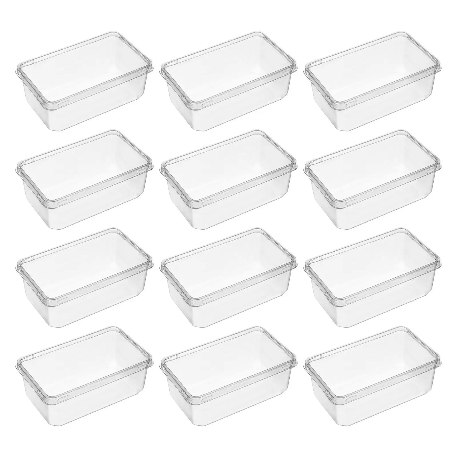12pcs Clear Stackable Bakery Cake Boxes for Tiramisu, Mousse, Pastries – Food Storage Containers 4.5x2.8x1.8in