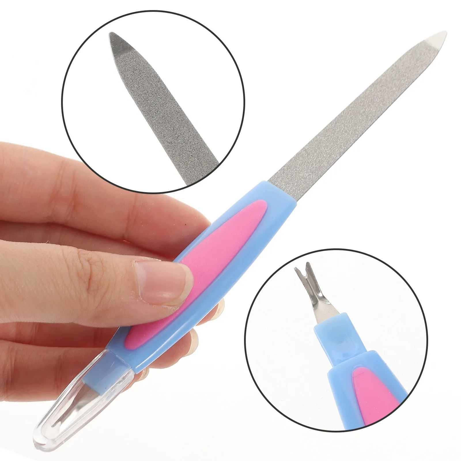 10Pcs Stainless Steel Nail Files Double Sided Ergonomic Manicure Tools for Gel Acrylic Nail Care