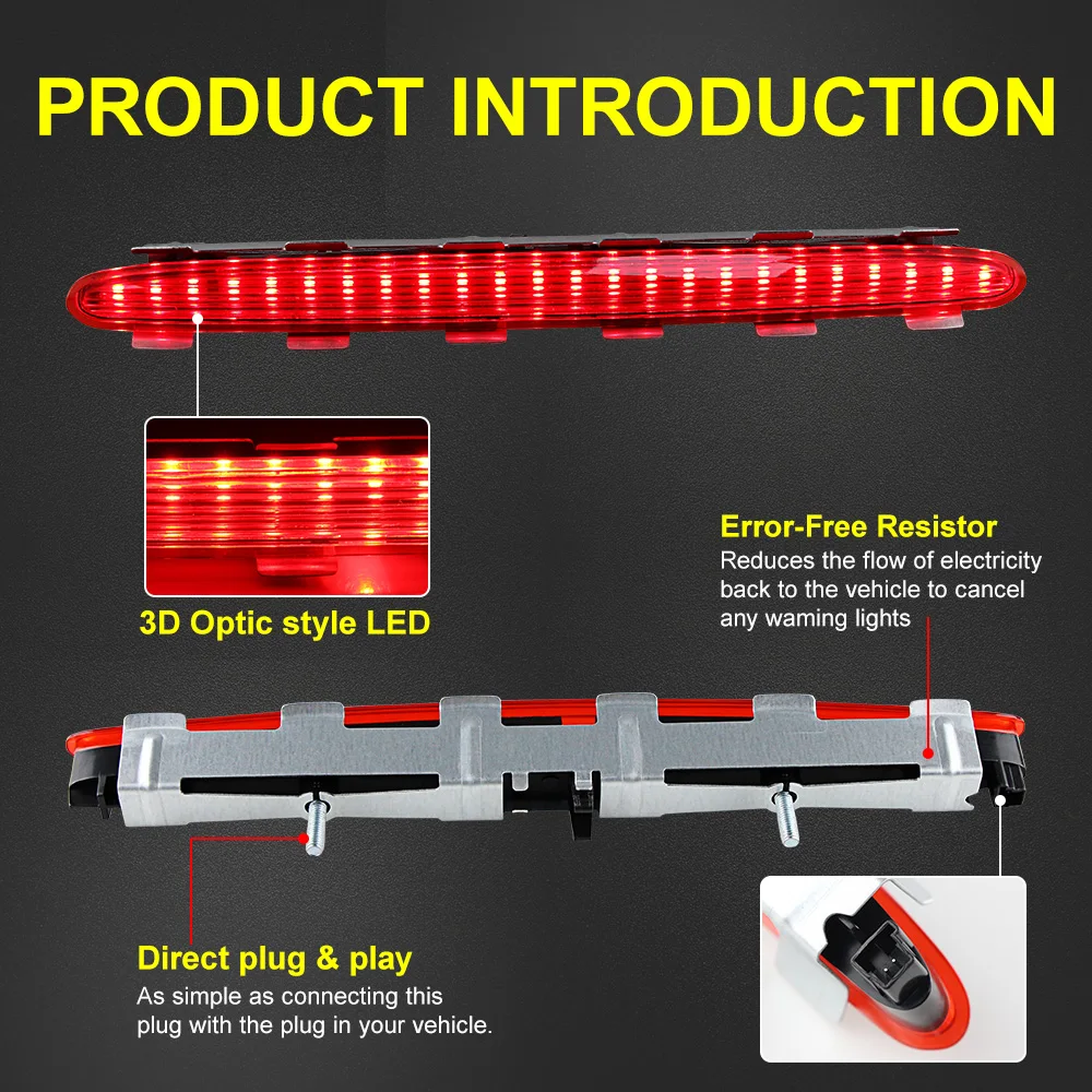 OEM: 2098201056 LED Rear 3RD Third Brake Light Stop Lamp Tail Light For Mercedes Benz CLK W209 C209 2002 2003 2004 2005-2009