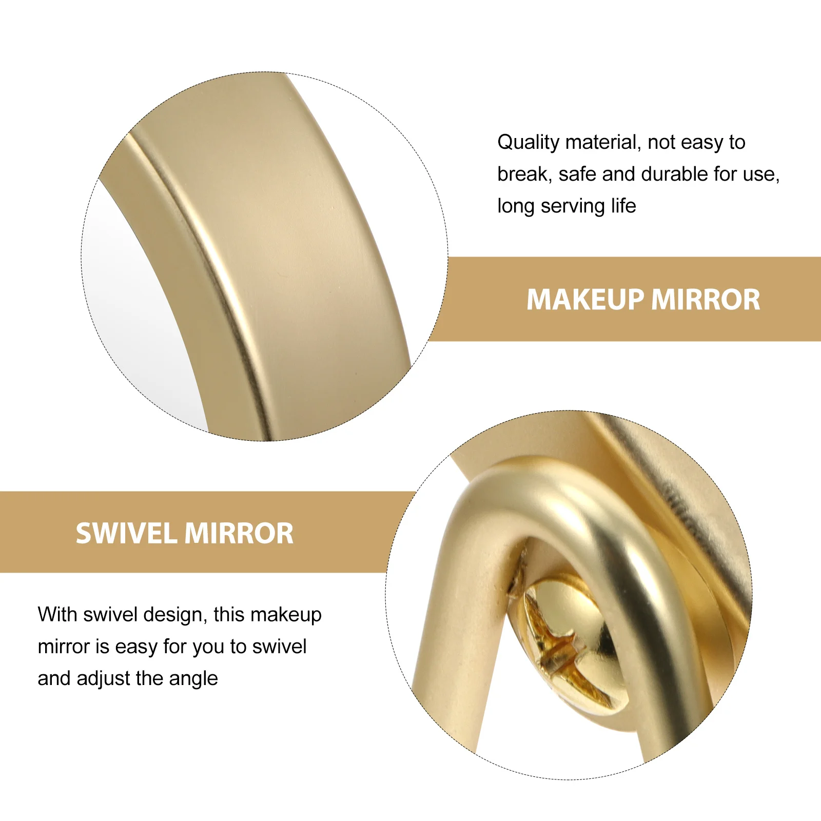 Mirror 360 Degree Swivel Desktop Tabletop Metal Stand Durable Safe Long Life Simple Style Mirror