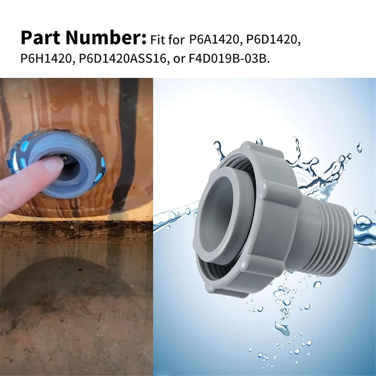 Swimming Pool Drain Fitting Connects for BestWay P6A1420 Coleman Pools, Connect to the Bottom of the Pool