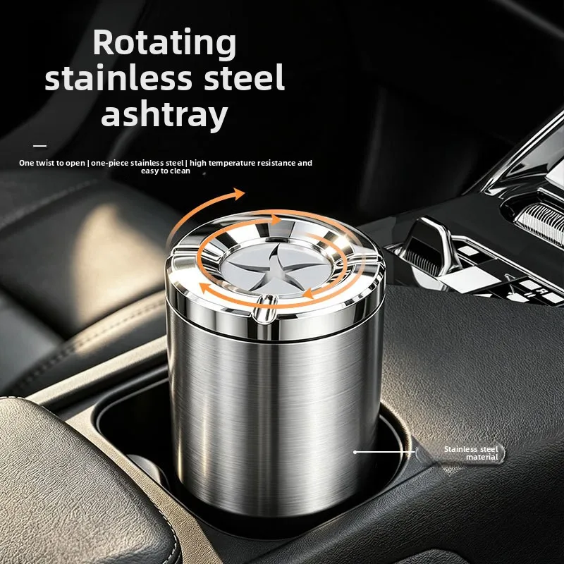 Car Ashtray with Lid Smokeless,Portable Ash Tray for Cup Holder, Leak-Proof Easy Clean Auto Interior Accessory