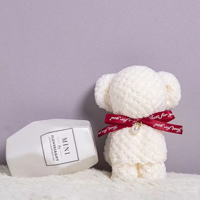 5pcs Little Bear Towels Wedding Companion Gifts Happy Gifts Happy Shop Small Square Towels Coral Velvet Towels