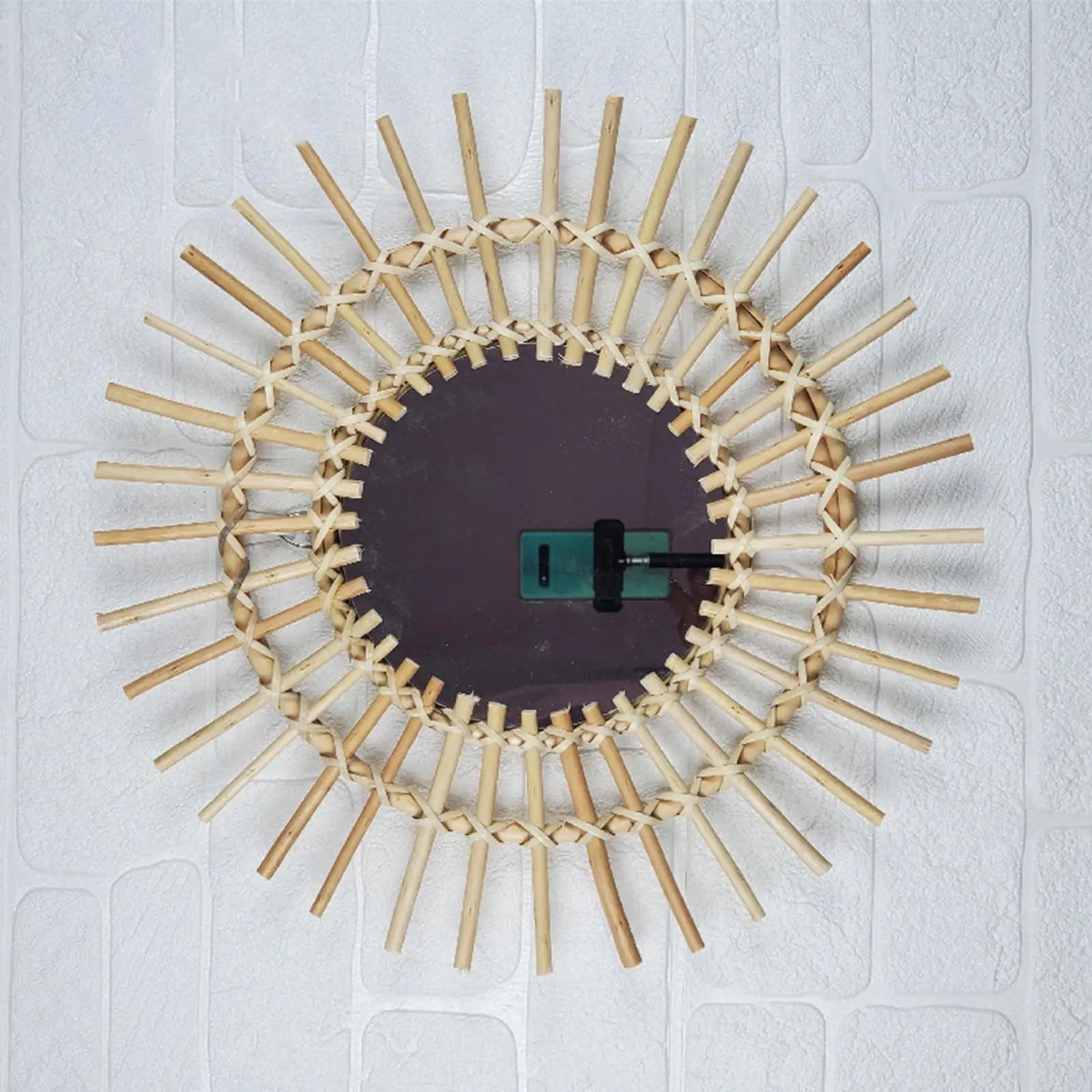 

Handmade Natural Rattan Wall Hanging Dressing Mirror Hall Hotel Decoration