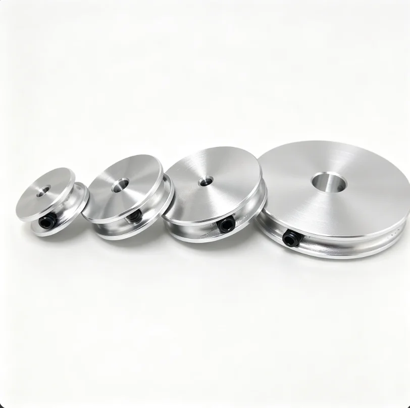 Aluminum U Groove Pulley 4mm Groove Width Single Groove PU Round Belt Pulley with Set Screw OD20-80mm Motor Shaft Drive Wheel