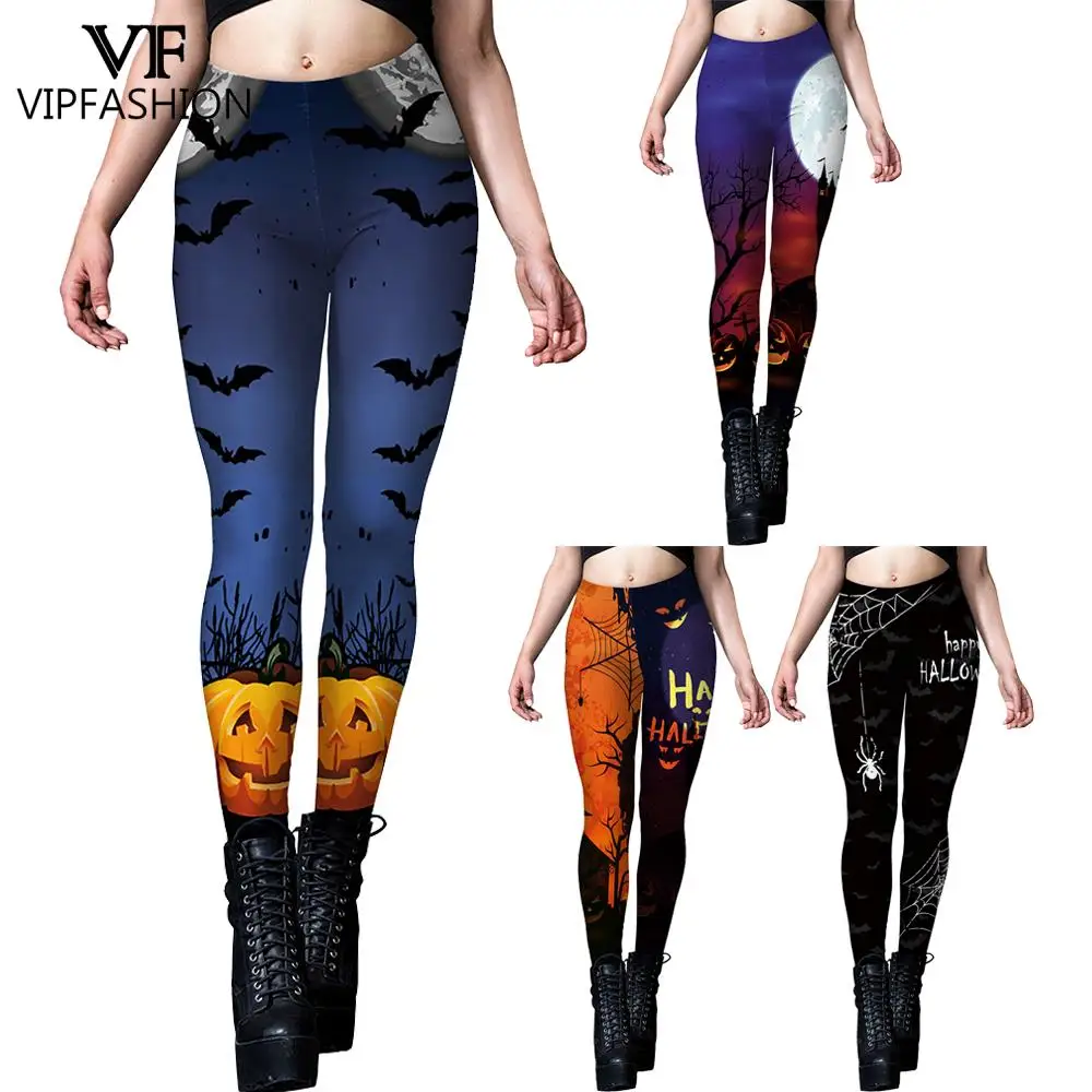 VIP FASHION Halloween Pumpkin 3D Printed Skull Skeleton Leggings Women Fashion Fitness Outdoor Jogging Pants Skinny Partywear