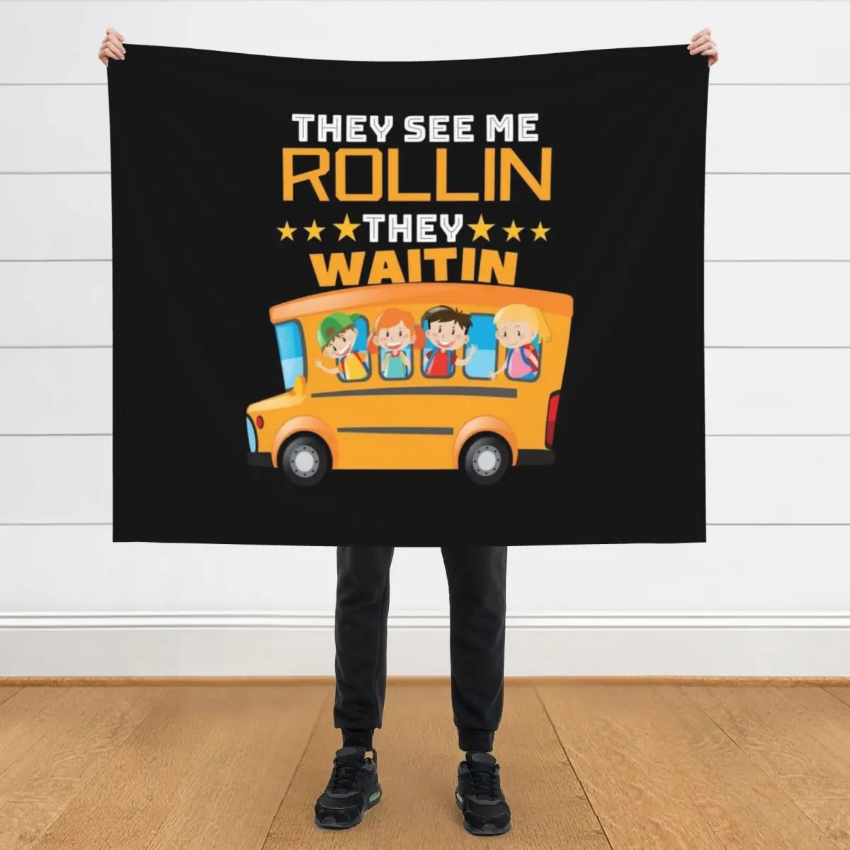 

School Bus Driver Appreciation Gifts Funny School Bus Driver They See Me Rollin' They Waitin' Throw Pillow Throw Blanket