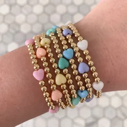 KKBEAD Colorful Heart Bracelet for Women Gold Plated18 K High Quality Bracelets Minimalist Jewelry for Girl