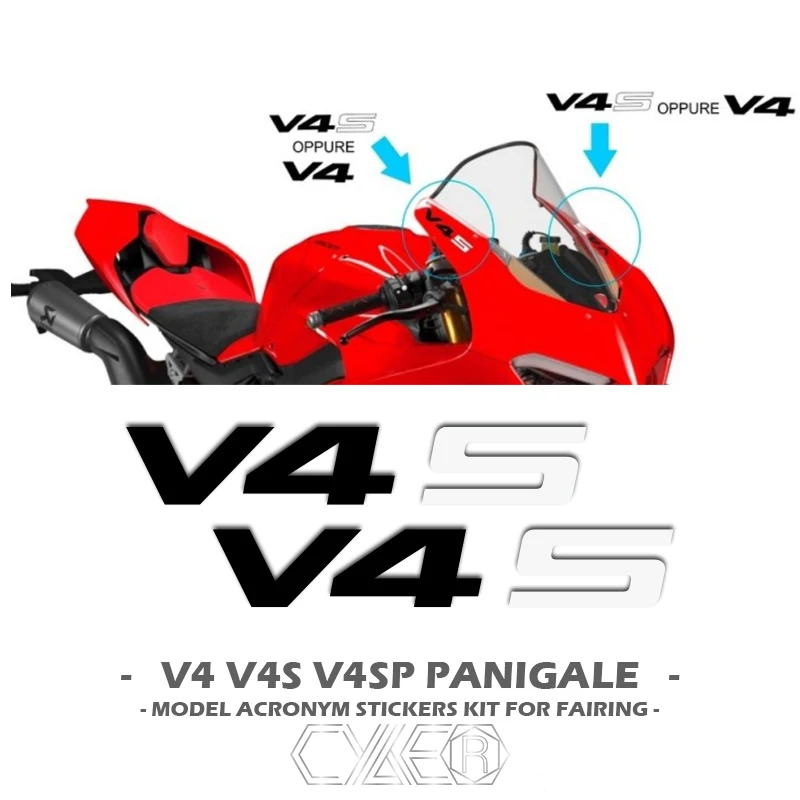 

Head Shell Decal Sticker Black and White For Fairing Model Abbreviations Sticker Kit For DUCATI Panigale V4 V4S V4SP 110*18 MM