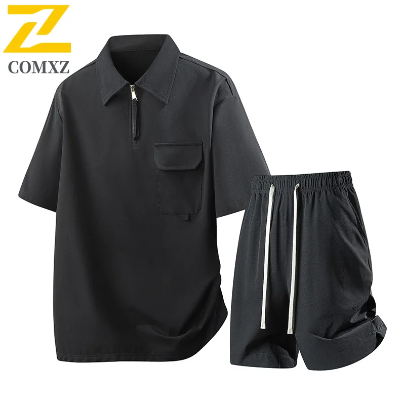 

2026 New Mens Casual Polo Set Quick Dry Knit High Elastic Breathable Activewear For Daily Sports Training Activities