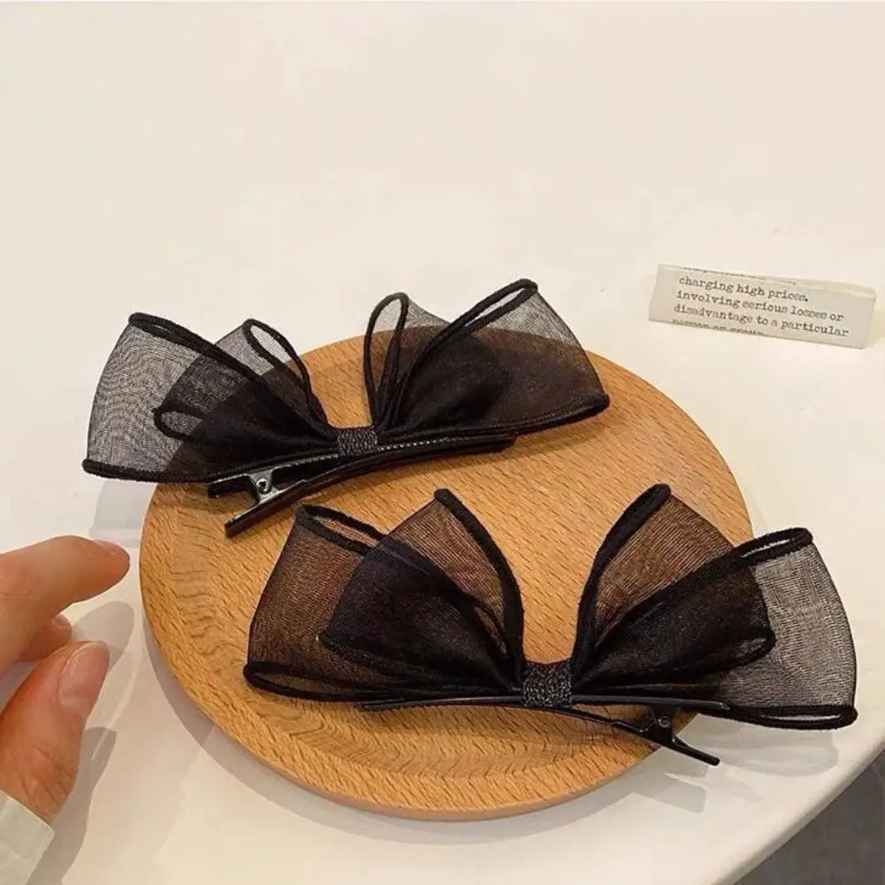 1PC Cute Bowknot Hair Clips Fashion Sweet Headwear Mesh Bow Hairpin Headdress Elegant Hair Accessories Bang Clip For Girls New