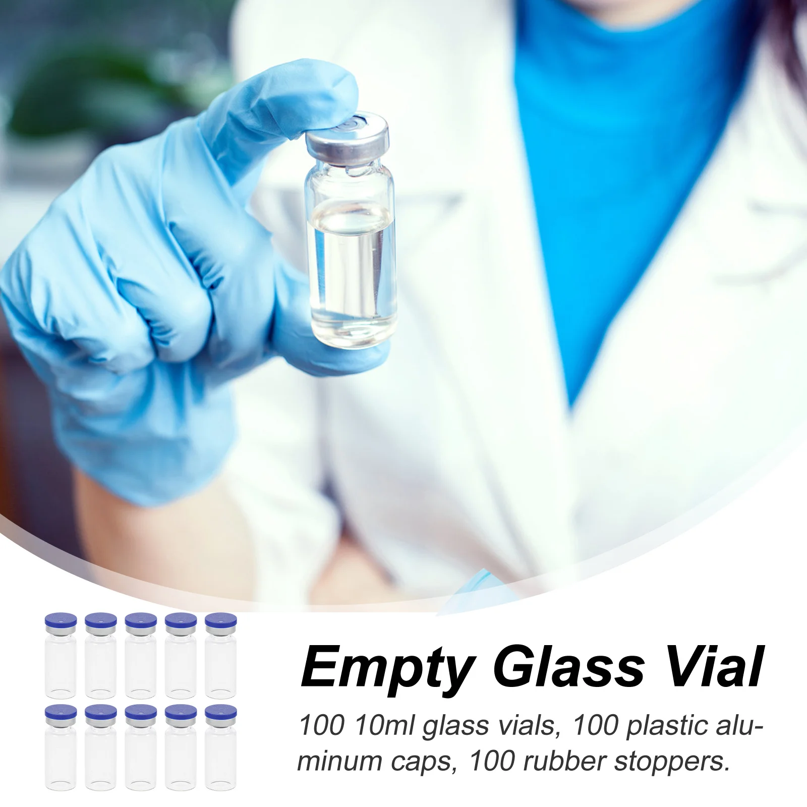 

100Pcs Transparent Glass Vials 10ml Clear Bottles Thick Bottom Sample Storage Experiment Vial Transparent Bottles