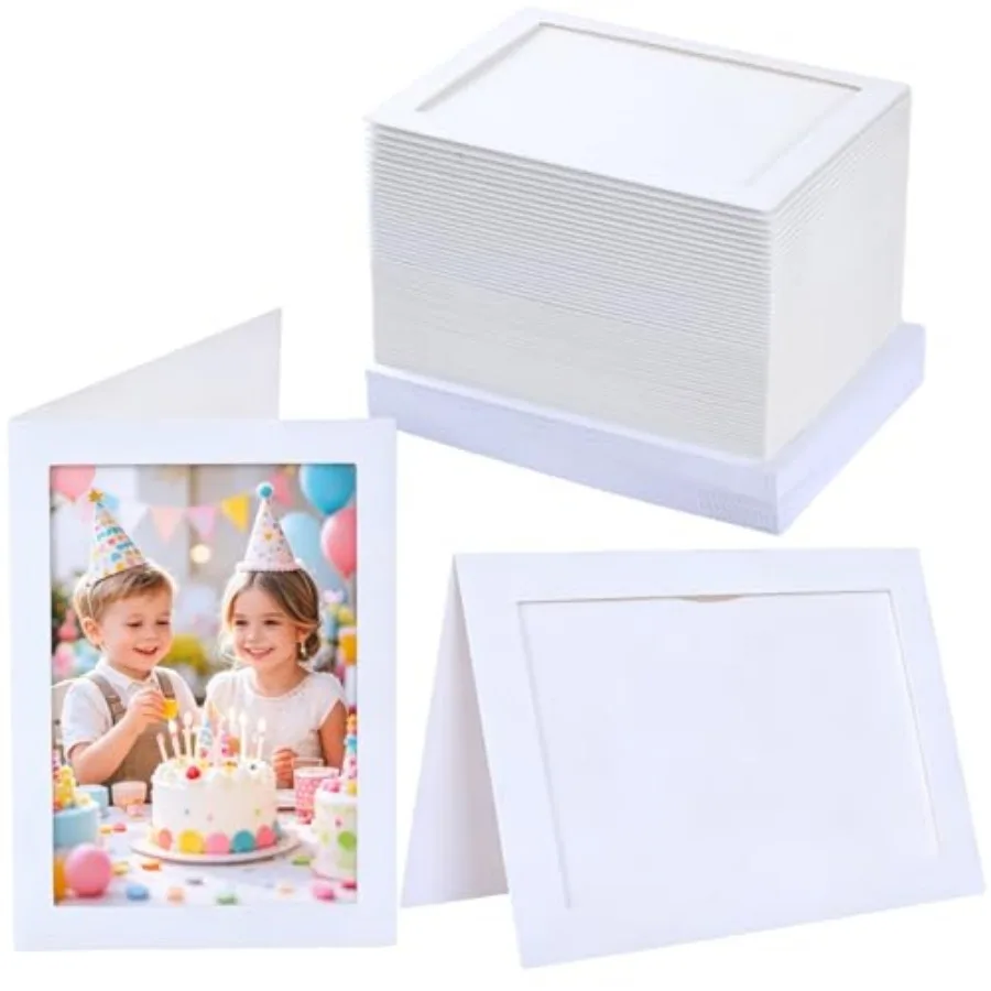 Photo Frame Cards with Envelopes 5x7 Paper Picture Frame Notecards Photo Card Holder and Envelopes Set for Father's Day Graudat