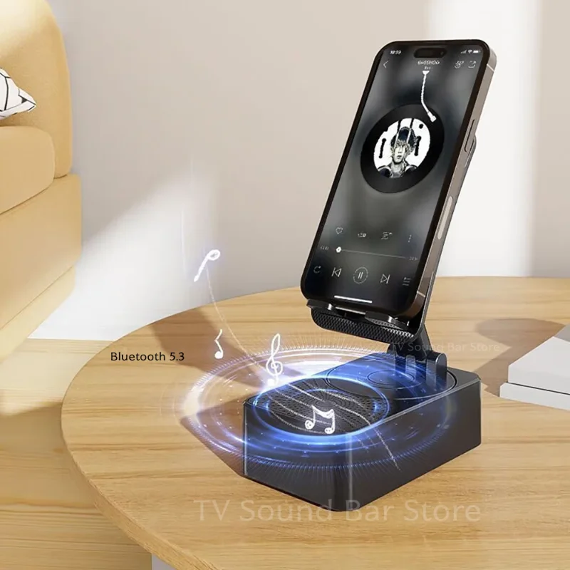 

Портативный регулируемый кронштейн для планшета HIFI Stetreo Bluetooth5.3, динамик 3 в 1, держатель для телефона с вызовом, подставка для беспроводной зарядки, внешний аккумулятор