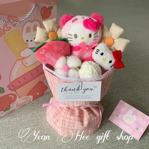 Baru Sanrio Kuromi Plush Kt Buket Bunga Kartun Hellokitty Cinnamoroll Boneka Mainan Mewah Dekorasi Kawaii Boneka Gadis Hadiah Valentine 10 penjualan terbaik bunga hello kitty - №