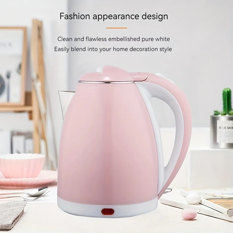 UK Plug Electric Kettle,Cordless Pot, Portable Electric Kettle,Double Layer Anti Scalding Hot Pot,Strong Fast Boiling Pot,Pink