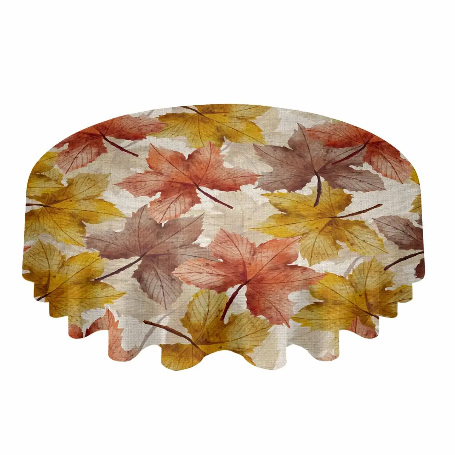 Autumn Plant Maple Leaves Waterproof Tablecloth Tea Table Decoration Round Table Cover For Kitchen Wedding Home