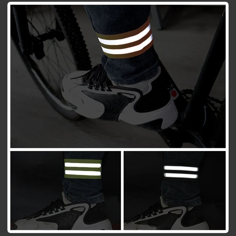 2pcs Bicycle Ankle Leg Strap Cycling Safety Reflective Wrist Ankle Bind Bands Clip Strap Road Bike Pants Straps Accessories