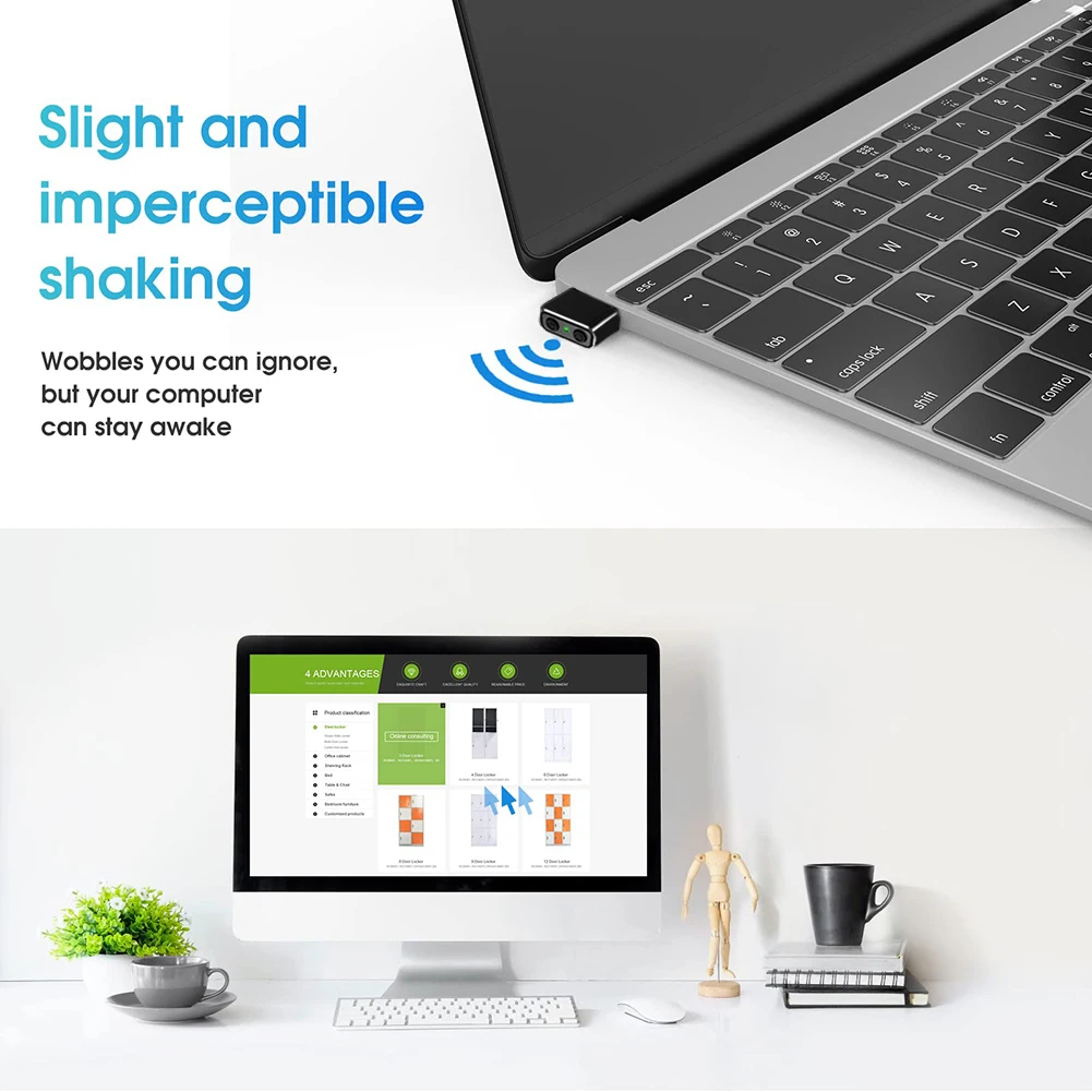 Jiggler automatico per mouse 3 modalità traccia Mini agitatore per cursore con movimento automatico regolabile con indicatore luminoso ON/OFF per desktop portatile