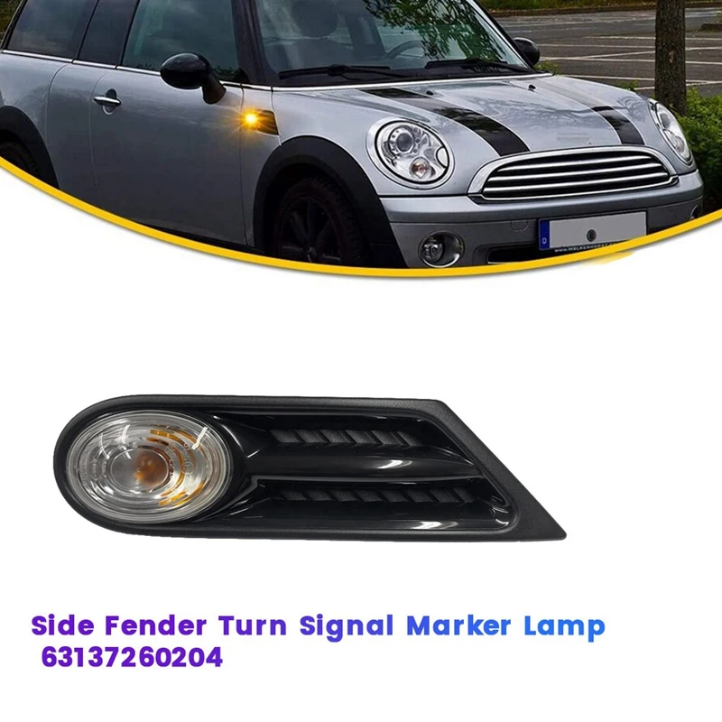 1Pair Side Fender Marker Turn Light 63137260203 63137260204 For MINI Cooper R55 R56 R57 R58 R59 07-15 Indicator Lamp