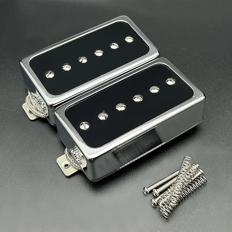 Alnico 5 Single Coil Pickup Humbucker Size White Copper Baseplate 50/52MM for LP Style Guitar Chrome