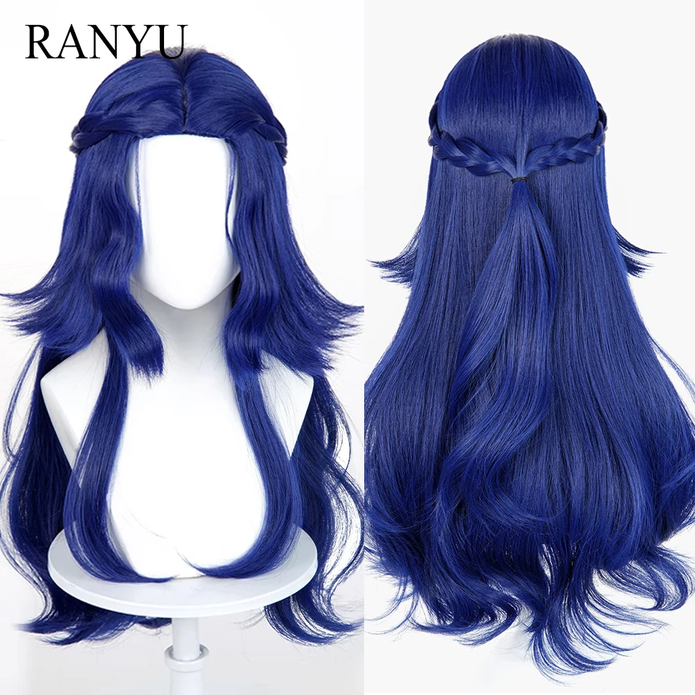 

Royal Blue Long Wavy Synthetic Fluffy Wigs Anime Game Cosplay Heat Resistant Wig for Daily Party