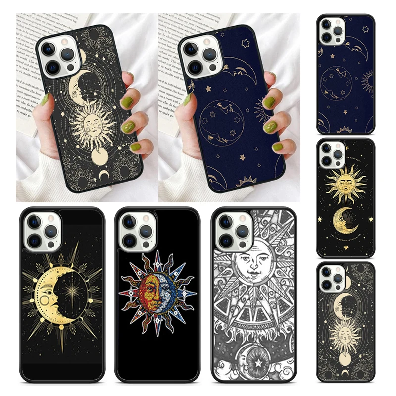 Celestial Mosaic Sun Moon Phone Case Cover for iPhone 16 15 SE2020 13 14 11 12 Mini Pro Max 6 7 8 Plus  coque fundas Shell