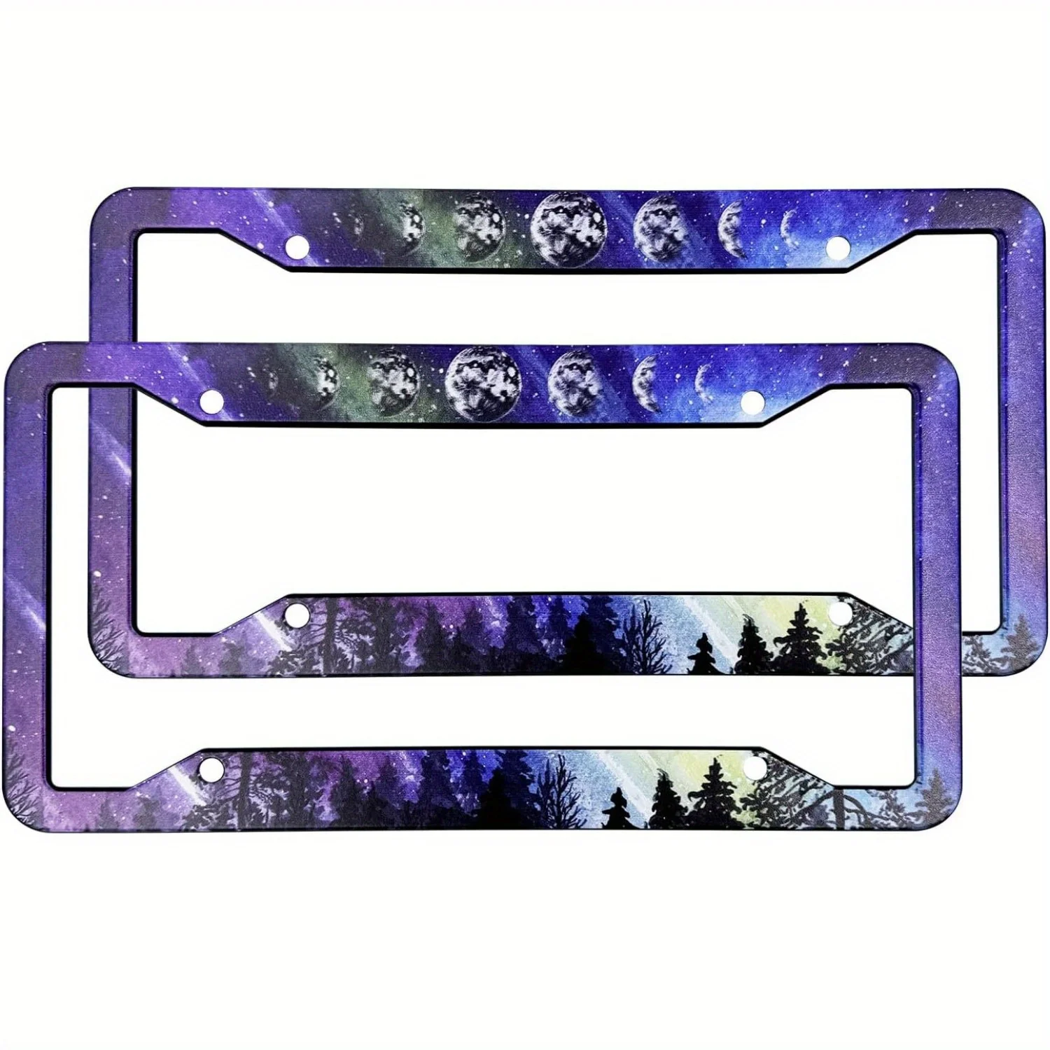 

Moon Phase License Plate Frame Cover Universal US Car Plate Holder Tag Accessories Decor for Women for 2pcs
