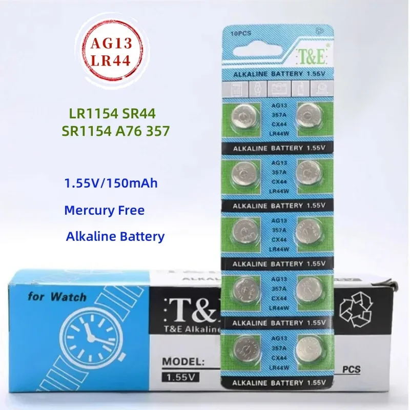 

200PCS Watch Battery AG13 LR44 A76 357 SR1154 LR1154 SR44 Cell Coin Batteries For Toys Remote